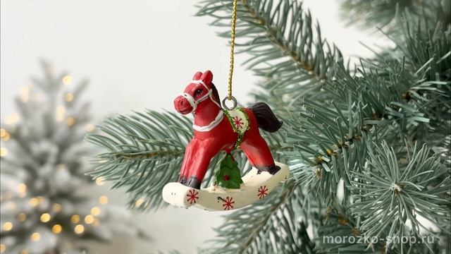 Ёлочная игрушка ЛОШАДКА-КАЧАЛКА ТРЭС, полистоун, красный, 6 см, 5826-1