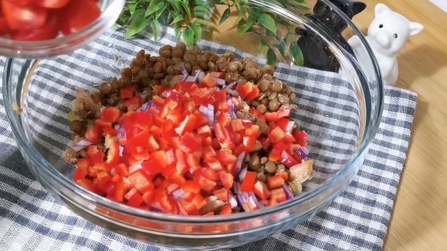 Ich werde nie müde, diesen Salat zu essen❗Einfach schnell und lecker Salat!#Linsensalat