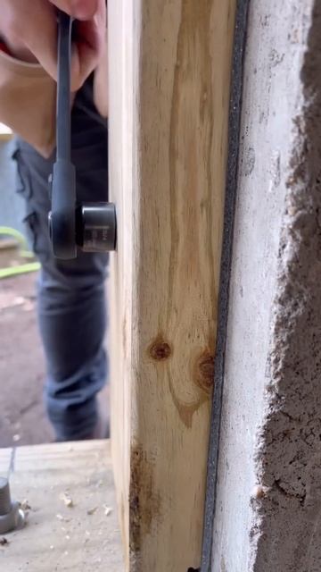 How to attach wood to foundation. #diy #youtubeshorts #construction #diyshorts