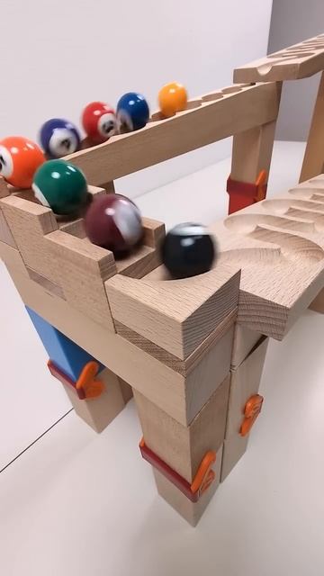 📹 гонка за шариками ASMR #223 Деревянная волна, разноцветные шарики