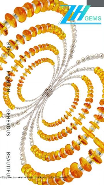 GN-20250310-05 New Chinese style S925 silver necklace strings natural amber with faceted silver bead