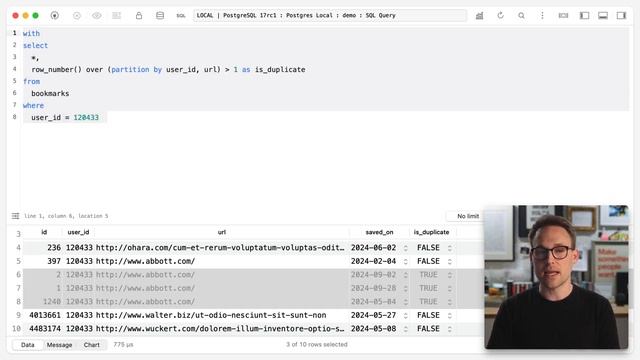 0086. Removing duplicate rows