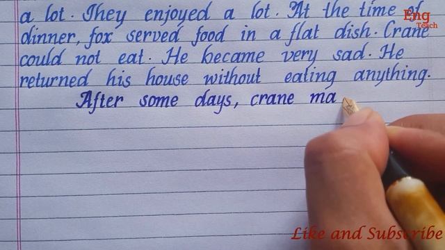 Story: The Crane and the Fox | story writing | English writing | handwriting | writing | Eng Teach