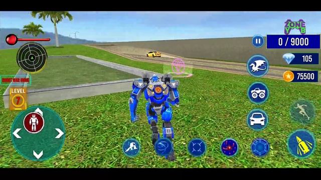 Monster Truck Robot Wars Dragon Robot Transform Game - Blue Robot - Android Gameplay