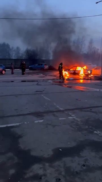 💥Парковка Мираторга в Домодедово после атаки беспилотников и пожара💥