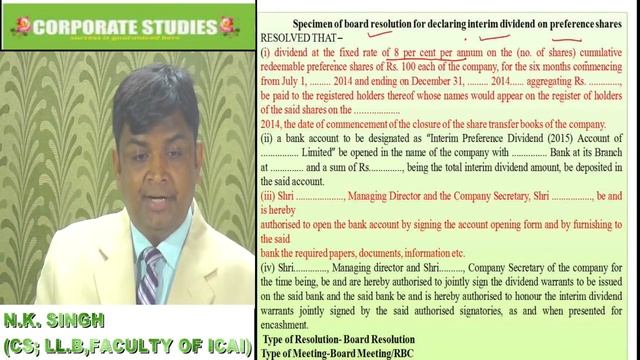 CS Professional Advance Company Law resolution Class-i by CS N K Singh