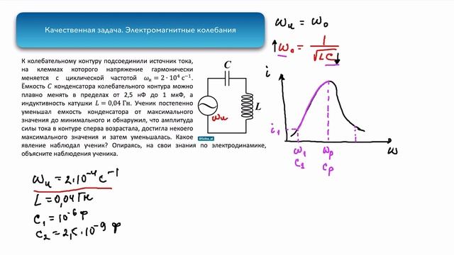 Качественная задача. Колебательный контур