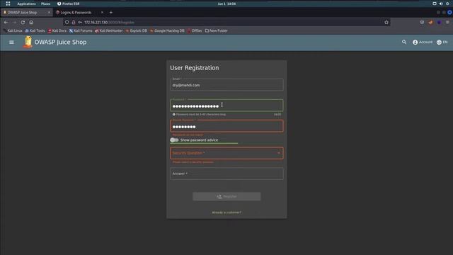 8.Repetitive Registration OWASP Juice Shop
