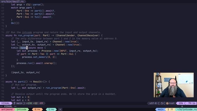 Advent of Code 2019 - Day 17 // Asynchronous + TUI