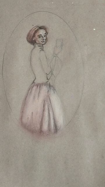 Процесс рисования портрета моей сестрёнки на крафтовой бумаге сухой пастелью