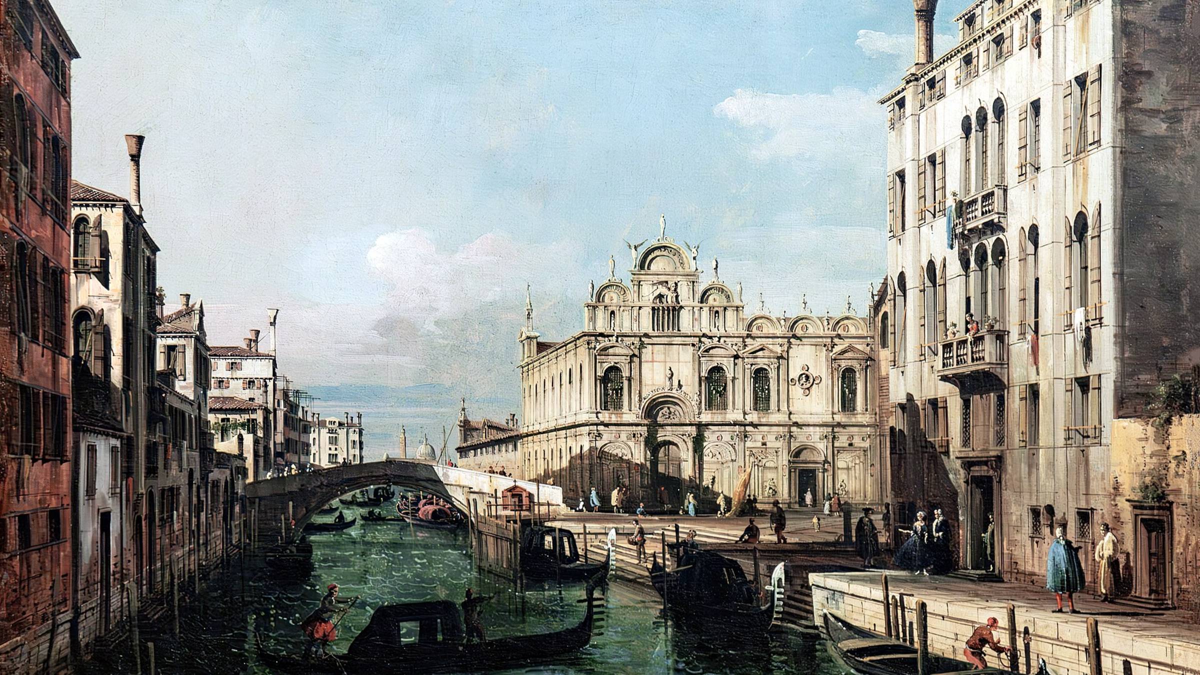 Бернардо Беллотто - 
«Рио-дей-Мендиканти со Скуолой Сан-Марко». Около 1740 года