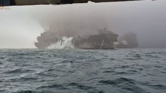 В северном море столкнулись военный танкер США и португальский сухогруз с химикатами на борту🤔