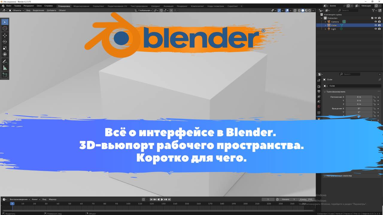 Всё о интерфейсе в Blender. 3D-вьюпорт рабочего пространства. Коротко для чего. Уроки Blender для.