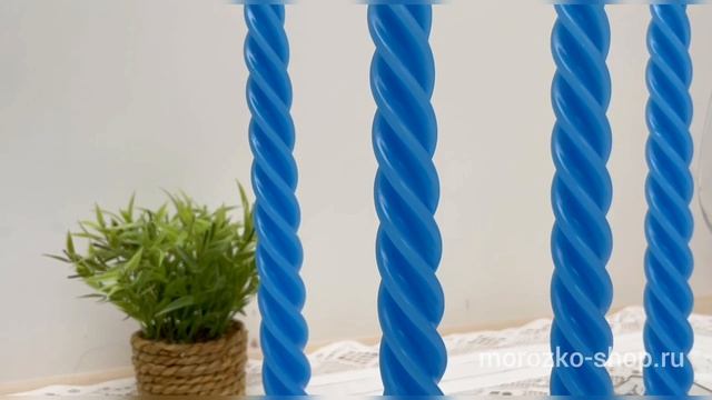 Свечи витые, синие, 24.5 см, (упаковка - 4 шт.), 008434-свеча