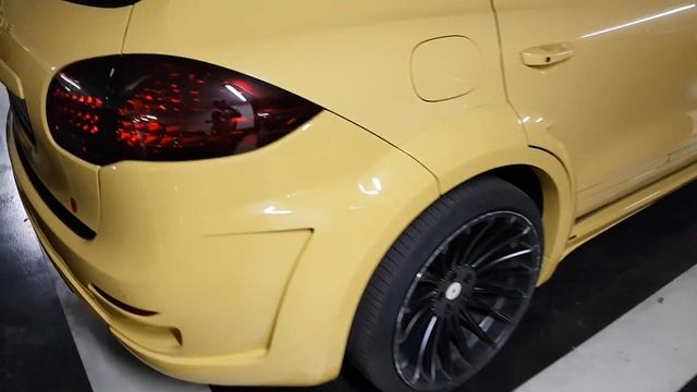 yellow Porsche Cayenne turbo Hamann Guardian EVO in juan les pins France