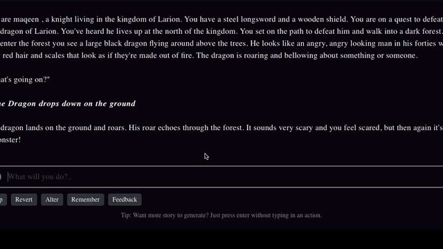 Stung by a Bee Girl in AI Dungeon