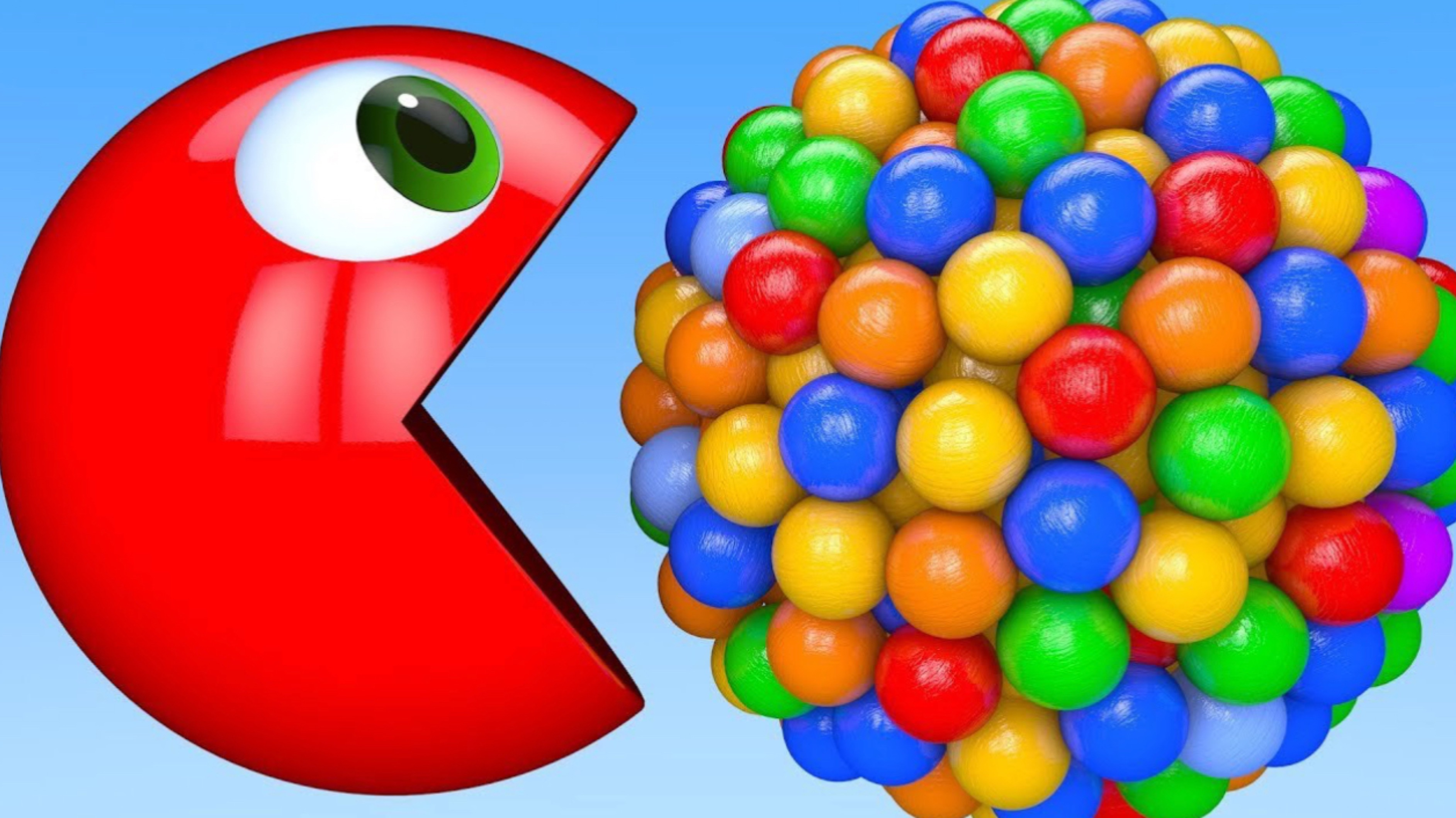 Изучайте цвета с PACMAN и грузовиком-мороженым в рожке, сюрпризом, игрушечным уличным транспортным