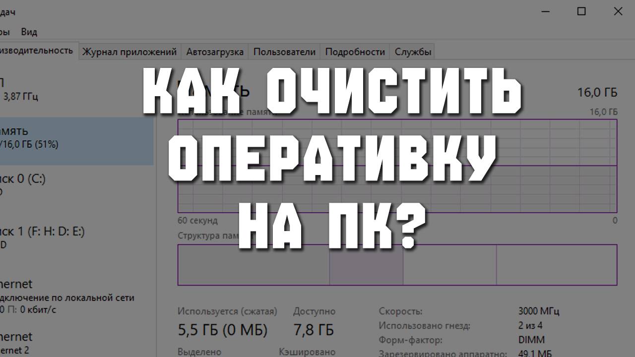 Как Освободить и Ускорить оперативную память (ОЗУ) на Windows 10