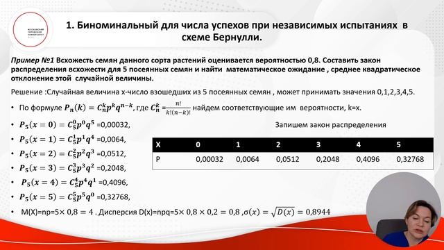 Законы распределения для дискретных случайных дисциплин. Часть 1