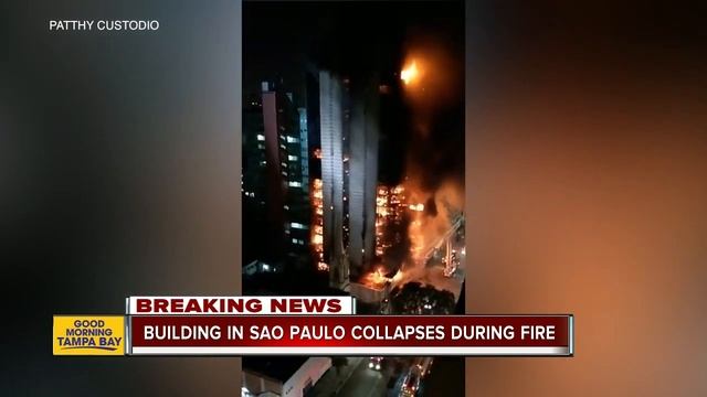 Building in Sao Paulo collapses during fire