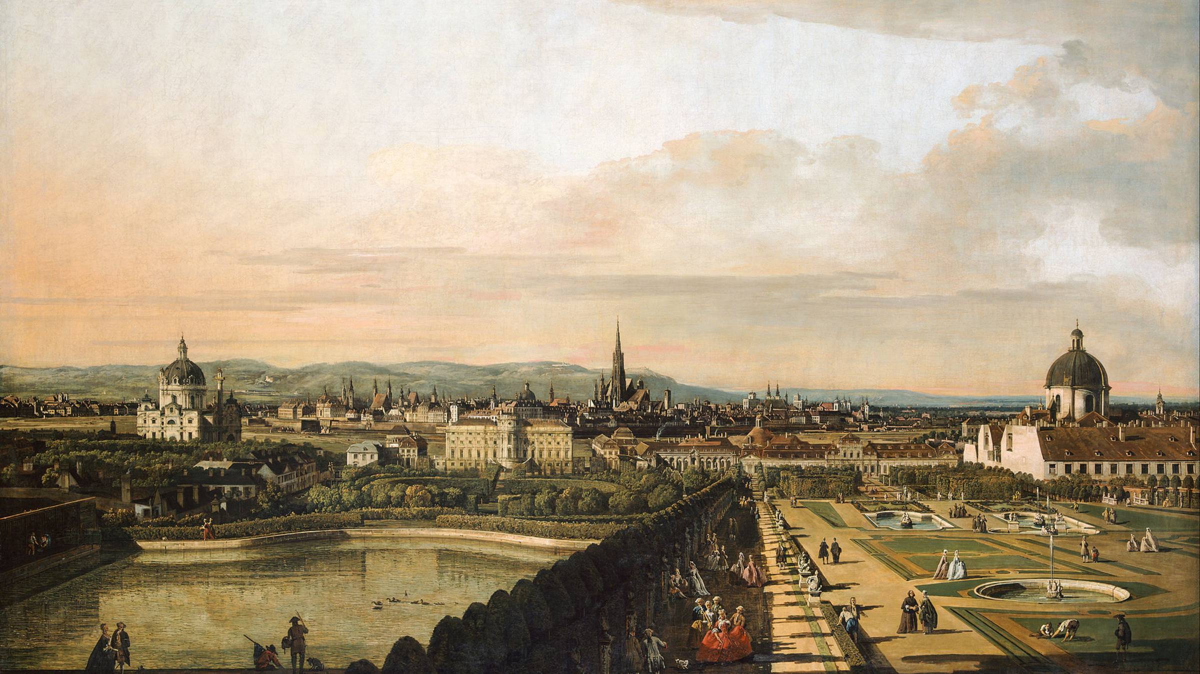 Вид Вены с Бельведера - картина Бернардо Беллотто 1759–1761 года