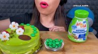ASMR EATING GREEN DESSERTS MOUSSE CAKE ICE CREAM BARS CHOCOLATE SPOONS MACARONS M&M'S YOGURT Sounds