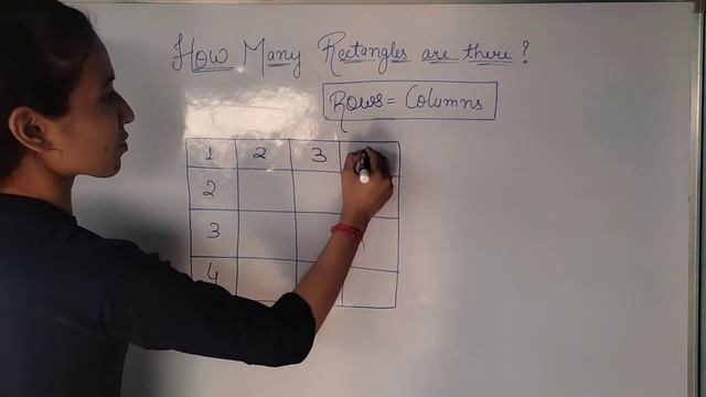 How many Rectangles are there when number of Rows and Columns are equal? EXAMPLE- 1