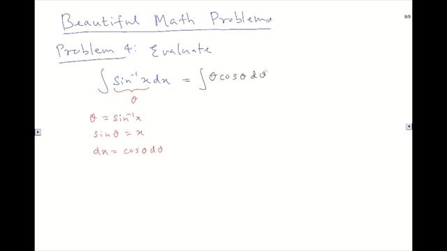 Beautiful Math: Nice Integral, and a Different Approach - ∫ sin⁻¹x dx