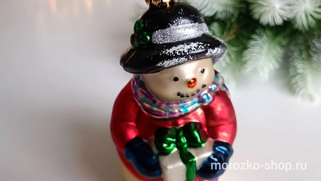 Ёлочная игрушка СНЕГОВИЧОК - ПОЭТ, стекло, 16 см, подвеска, 4060418