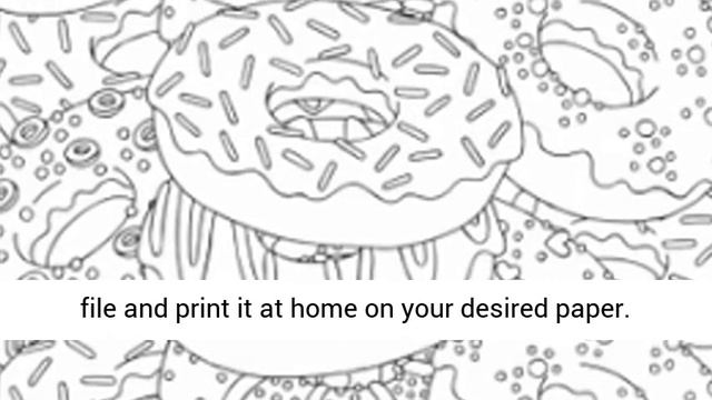 Donut Coloring Page, Food Coloring Page, Instant Download
