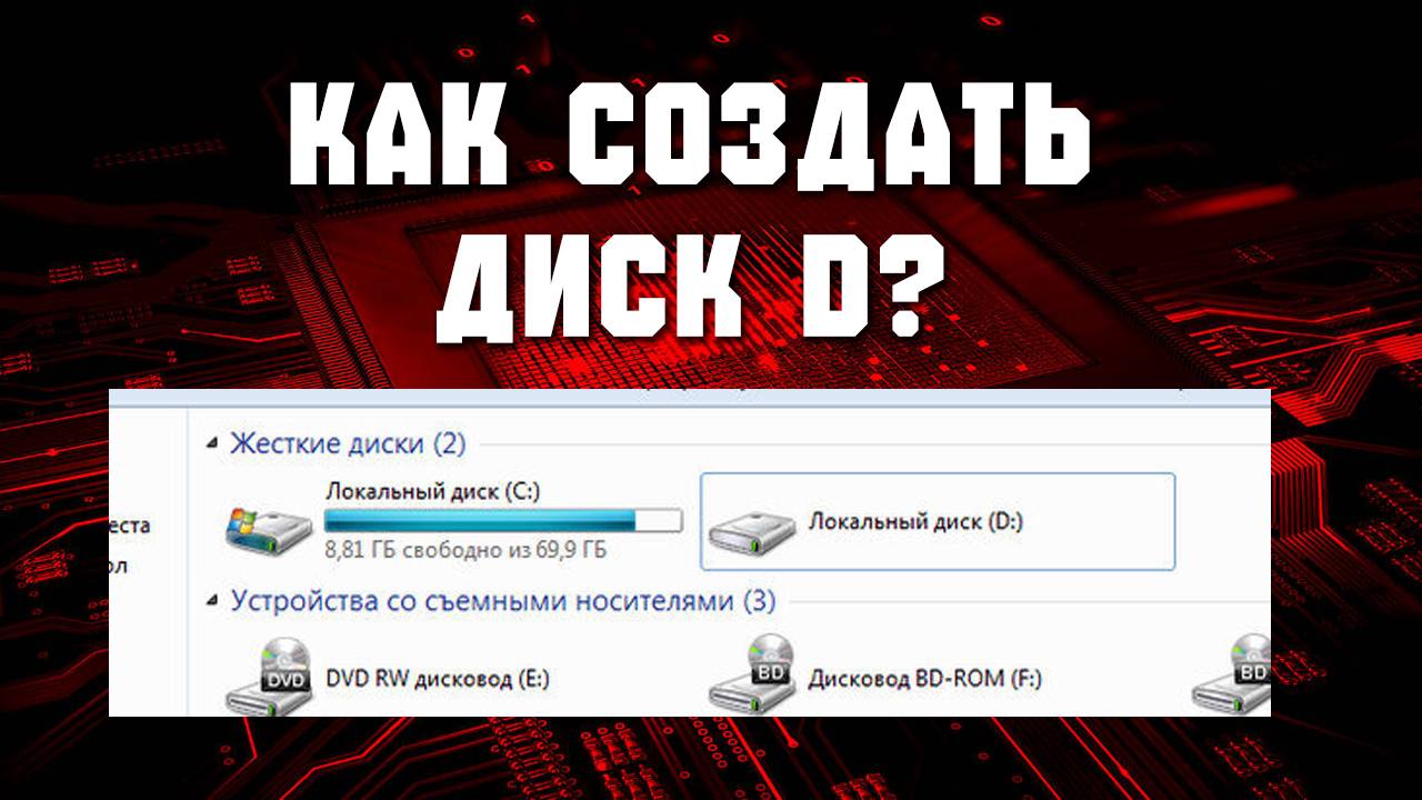 как создать диск d на виндовс 10