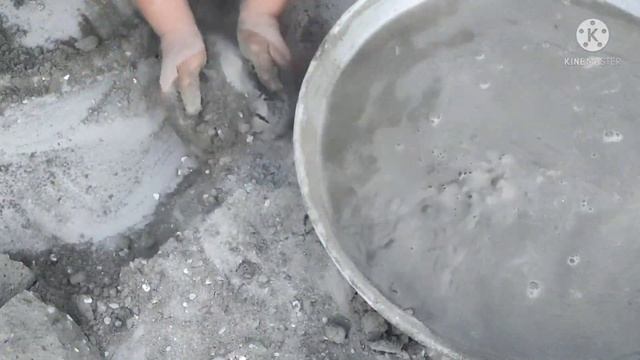 ASMR: dusty but extra soft white concrete pure cement huge bucket+shapes crumble dry+💦