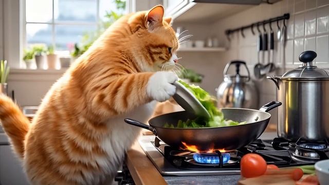 Милые кошки и белочки#кошка #кошачья готовка #мило #забавно