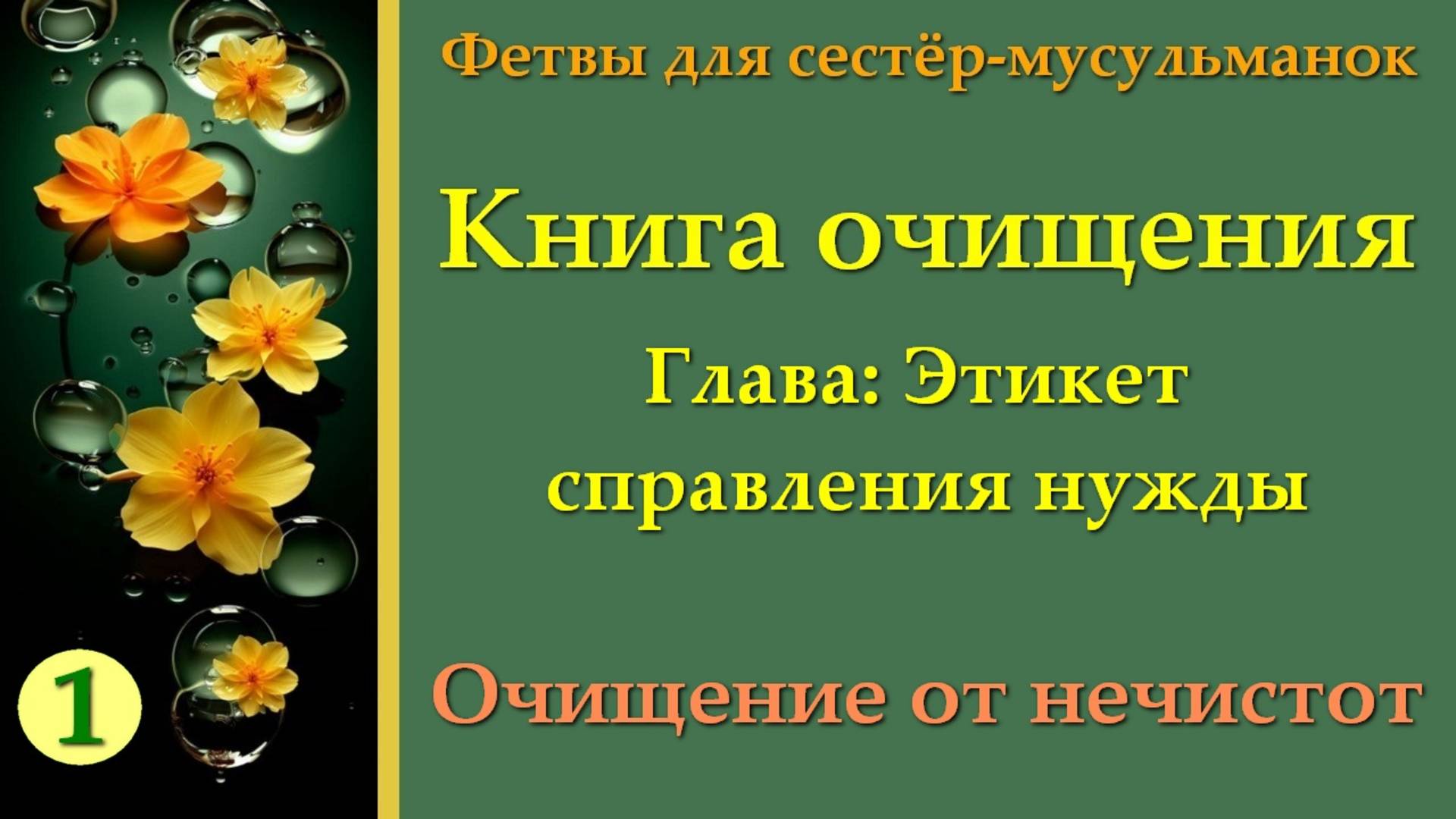 1. Книга Омовения (Этикет справления нужды. Очищение от нечистот)