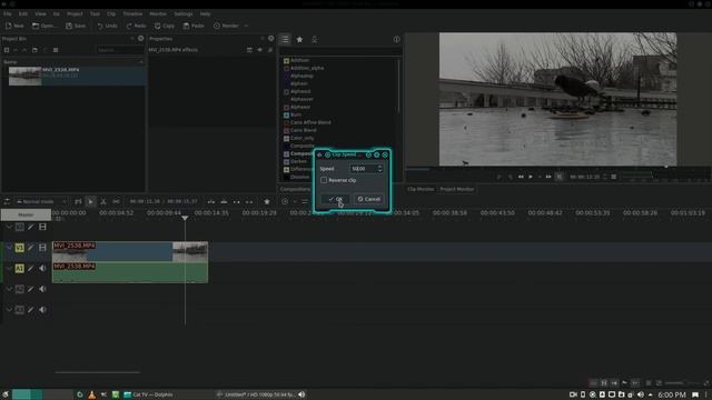 KDEnlive 19 - How To Change Speed & Reverse Video