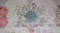 Mums vintage hand sewn hexagon patchwork quilt (small hexagons)