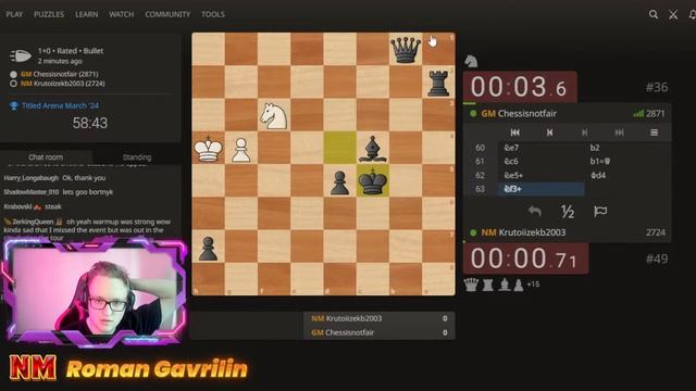 Titled Arena 1+0 March' 24 on lichess.org