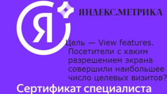Цель — View features. Посетители с каким разрешением экрана совершили наибольшее число