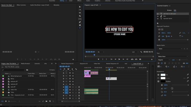 Adobe Premiere CC 2017 Tutorial - How to edit text within the new Essential Graphics Panel