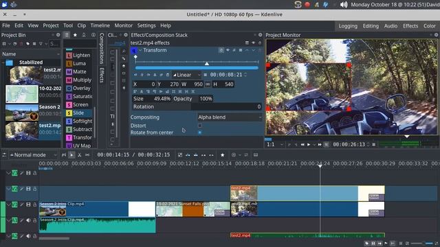 Kdenlive Tutorial 2 - Stabilize & Split
