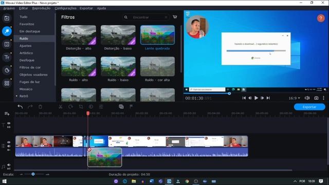 Como fazer um efeito Glitch no Movavi Video Editor Plus 2021 Passo a Passo