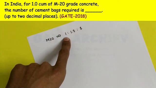 GATE - Architecture and Planning - Calculation for cement bags for different grades of concrete