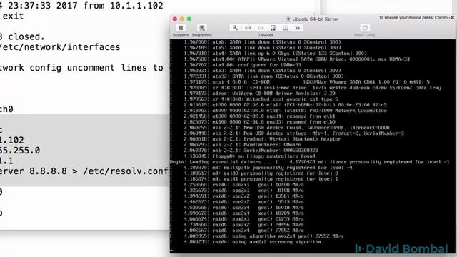 010. Ubuntu Server Manual IP address configuration and testing