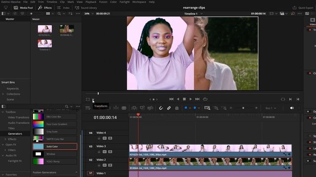 Simple Split Screen in Davinci Resolve for Beginners - Method 1
