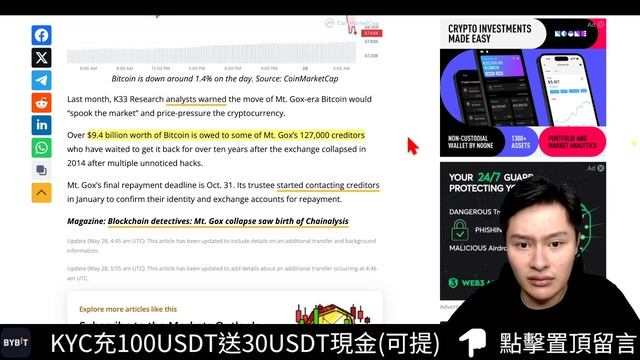 🚨十四萬顆比特幣九十億鎂砸盤！門頭溝｜轉移錢包｜下跌[行情5/30][字幕][建議兩倍速]