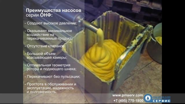 Винтовые насосы серии ОНВФ - Перекачивание теста- Промышленные насосы Пищмашсервис