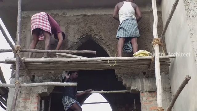 Amazing arch design in wall plastering||indian style-rendering sand and cement mixer