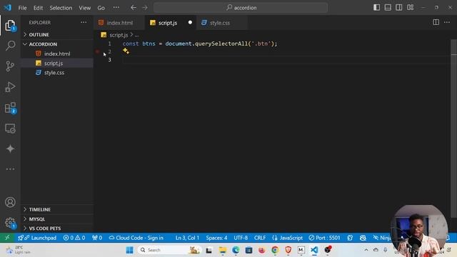 Javascript Beginner Project | The Accordion Using Plain HTML, CSS and JavaScript