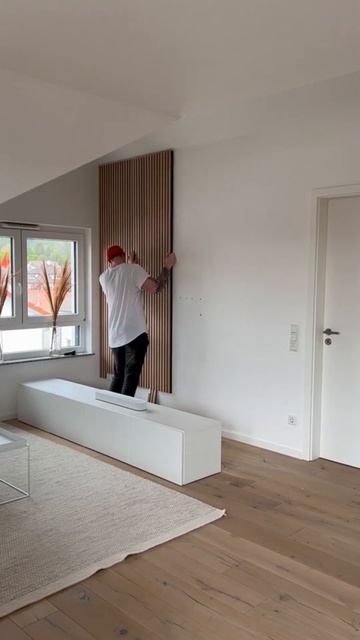 عمل ديكورخلفية تلفزيون سهل و رخيص👌😍CHEAP & EASY DIY TV Wall Design 🤩Décoration moderne mur tv #wood
