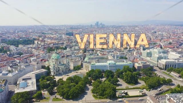 Inscription on video. Vienna, Austria. Karlskirche is a Catholic church located in the southern par